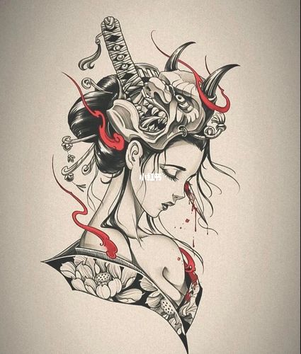 最美艺妓纹身 落泪艺妓纹身 艺妓纹身图案_纹身_美妆