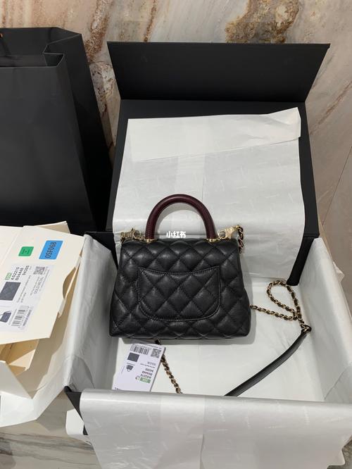 香奈儿coco handle mini黑色酒红手柄_coco handle_香奈儿怎么样_coco