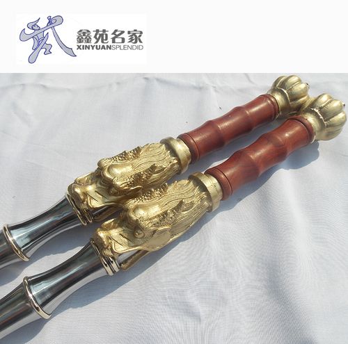 仿古铁锏钢锏龙头把铜护手麦穗钢鞭四棱钢锏武术道具用具镇宅摆件