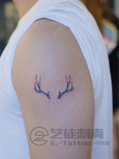 7315石家庄纹身|星空色鹿角纹身_纹身_星空_艺徒刺青店(万达店)