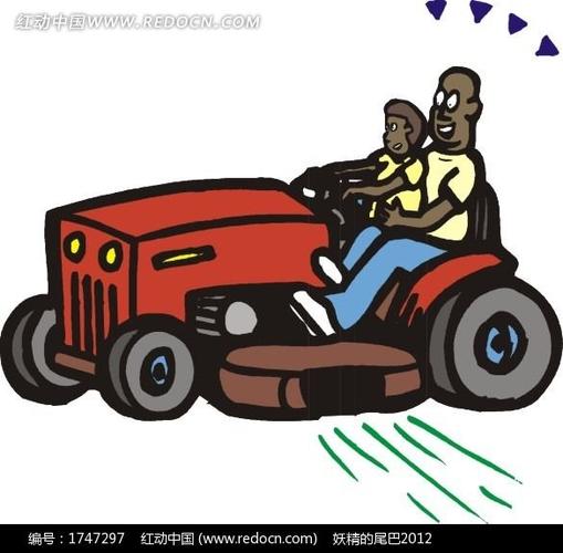 爸爸开着拖拉机插画