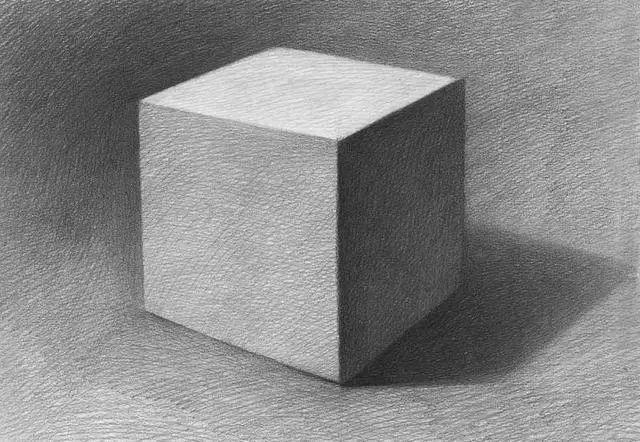适合素描初学者线面结合法几何体素描   再从单个几何体素描逐步看