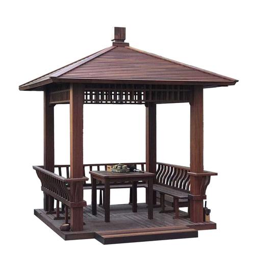 直销防腐木凉亭别墅庭院园林公园木屋户外碳化实木亭子四六角凉亭