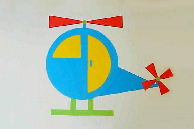 教幼儿认识几何形状:用几何图形拼贴画直升机(步骤图解)