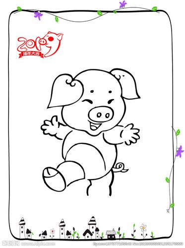 猪简笔画线条画线条可爱图片