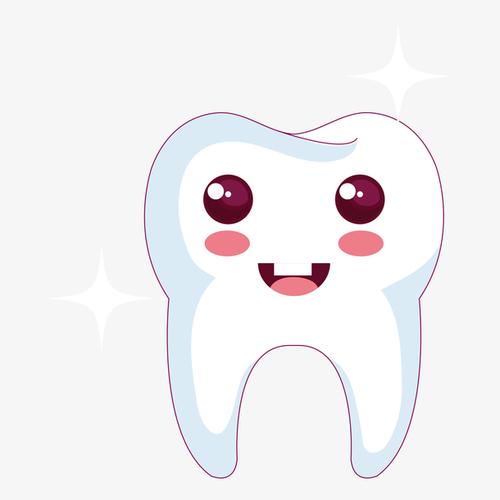 蓝色开心笑的卡通牙齿