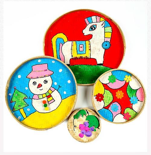 竹编手工竹制品竹匾竹筛子竹簸箕装饰品竹筐空中吊饰环境场景布置