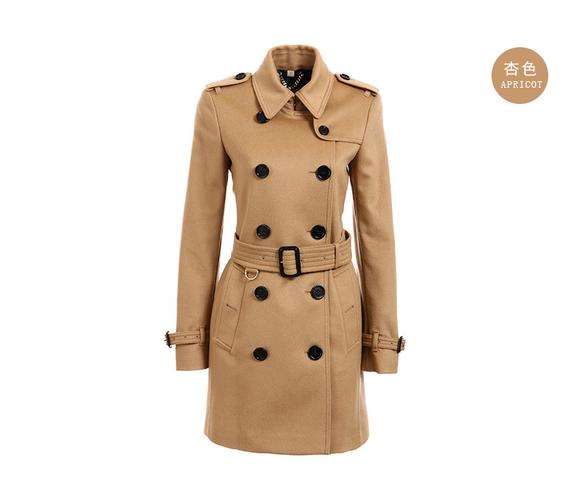 【18春夏】burberry/博柏利 女士杏色 羊毛/山羊绒 女士大衣4019203