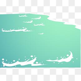 清新绿色卡通湖水波纹
