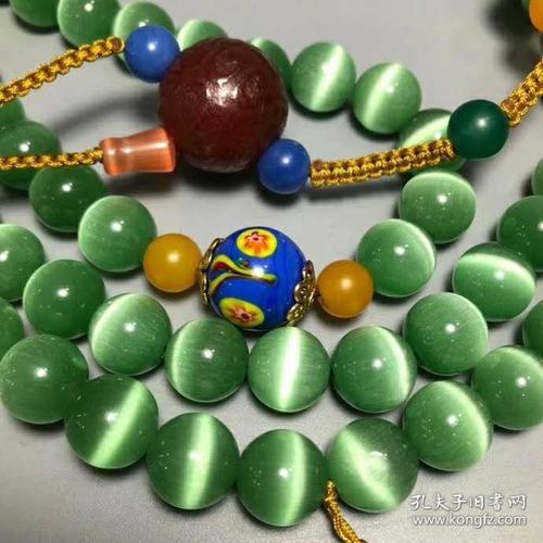 天然大清朝老猫眼石108颗朝珠心灵手巧的姑娘精心整理复原再现大清朝