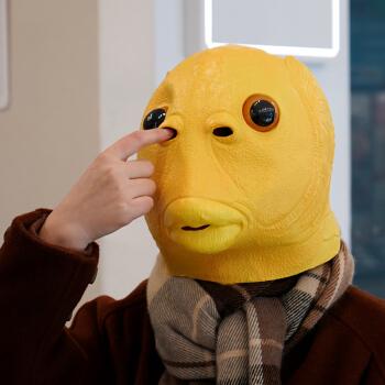 音绿头鱼头套面具可爱搞怪搞笑鱼头怪绿鱼人网红万圣节道具黄鱼人头套