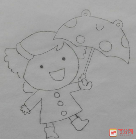 雨中的小女孩简笔画