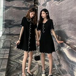 2020新款日系闺蜜装不一样的姐妹装针织连衣裙ins风宽松夏季学生