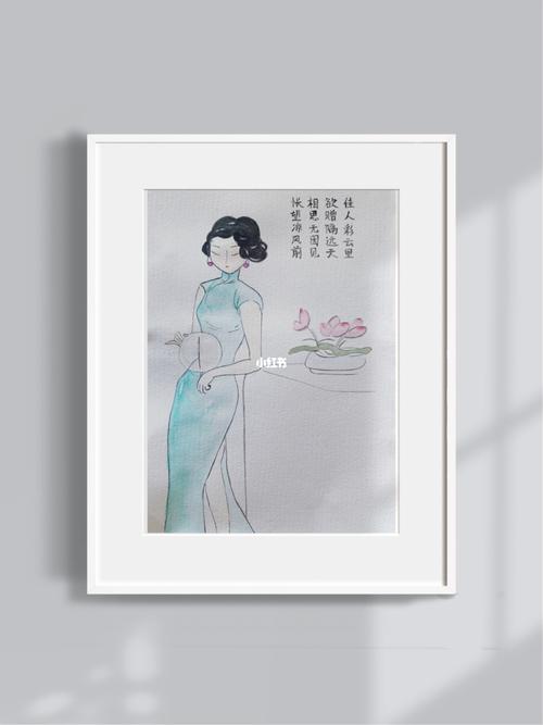 好喜欢这民国风 试着画了一幅_民国风_绘画_画画_文化