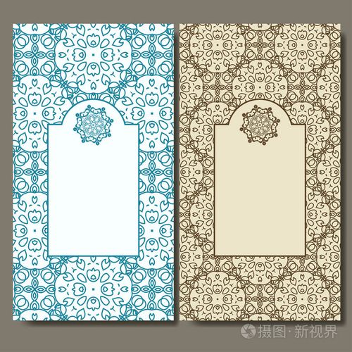 摘要模板套卡.与地方为文本框架模式邀请.花边装饰,曼荼罗.
