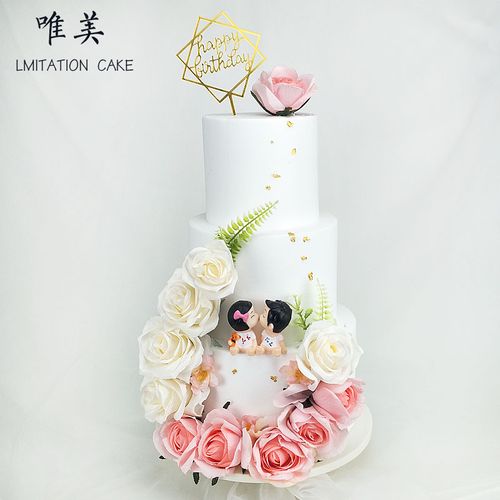 2019新款蛋糕网红,2019新款蛋糕 蛋糕模型仿真2019新款网红流行三层花卉婚礼生日蛋糕