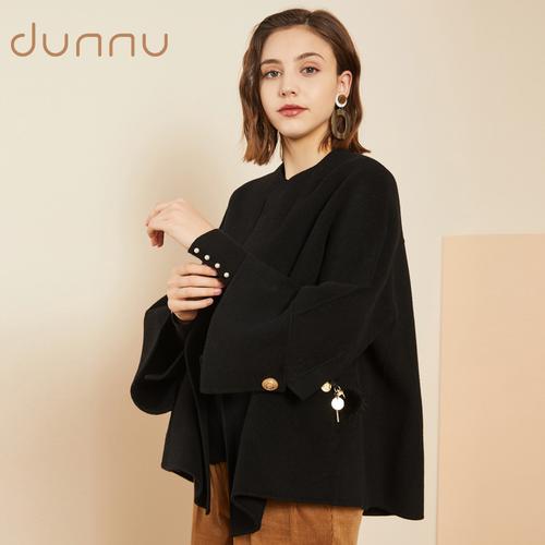 敦奴官方旗舰店dunnu2020春季新款羊毛大衣短款宽松呢子毛呢外套