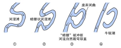 江心洲,然后随着牛轭湖的形成江心洲又与河岸连成一体.