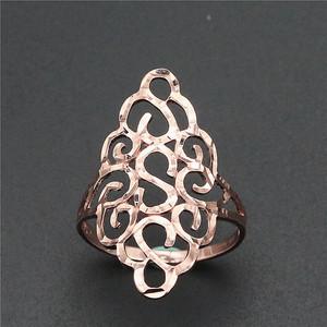 俄罗斯紫金戒指14k玫瑰金紫金戒指新百搭潮流镂空花纹585紫金戒指