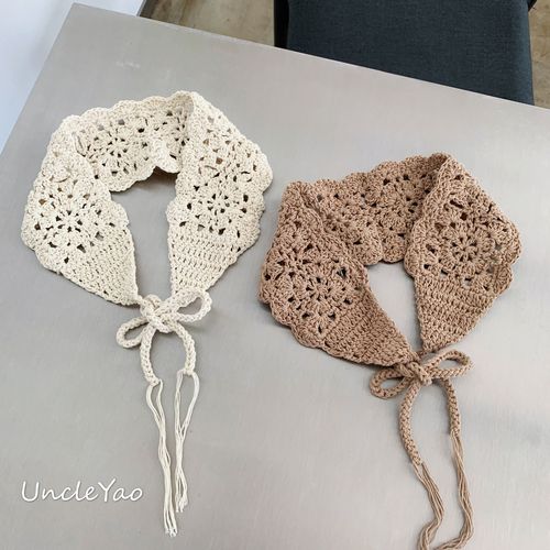 姚叔叔纯手工编织日本森系棉线钩针花边镂空发带网红同款发箍女