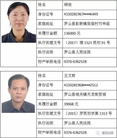 新一轮罗山"老赖"被公布,城关,子路,彭新,龙山,楠杆,尤店都有