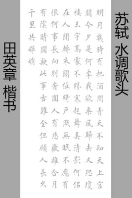 苏轼水调歌头书法描红描摹帖 田英章楷书 50*108cm 字4.5cm竖幅