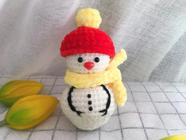 没有见过雪却玩起了雪人毛线钩针编织雪人附教程