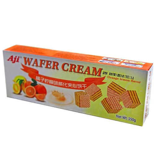 印尼食品 休闲零食 aji橘子柠檬味威化夹心饼干150g 饼干糕点