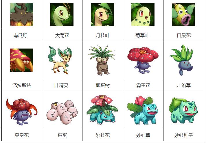 手游宠物小精灵 草系有哪些宠物