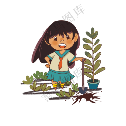 植树节人物植物植树插图节日元素(2048*2048px 300 dpi )