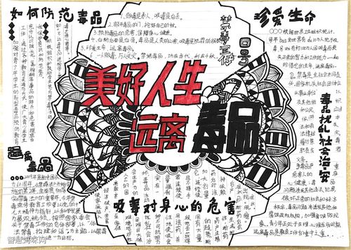 9张超有创意的禁毒手抄报版面设计图