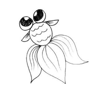 大眼金鱼的画法步骤儿童画绘画教程