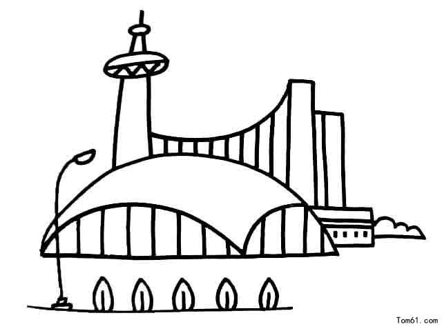 城市一角简笔画全景图