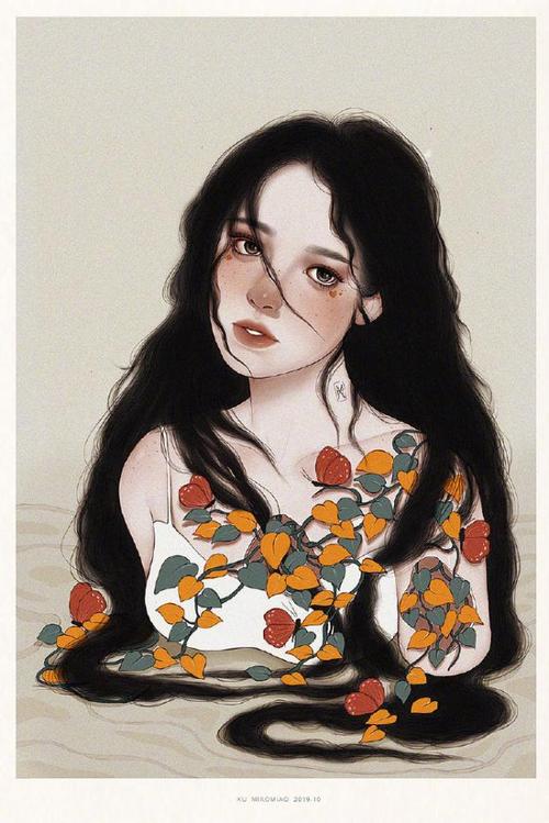 一组超美的复古风少女插画分享!