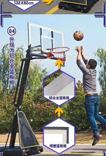 篮球架成人标准户外篮球框可移动可升降家用落地式钢化玻璃篮板_7折