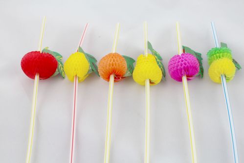 酒吧派对装饰/艺术吸管/水果拉花一次性吸管/造型吸管/100支