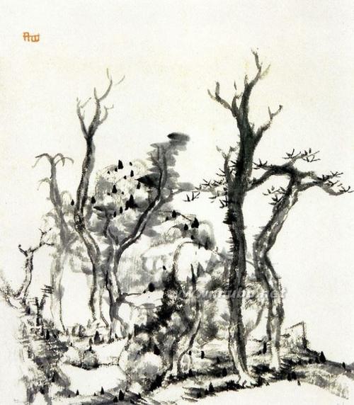 中国画山水画横幅大图8大山人创立了水墨丹青诗书画印伟大的经典图式