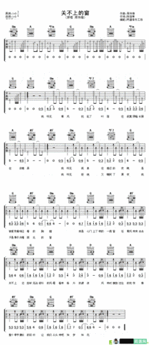 关不上的窗吉他谱(周传雄作曲,周传雄演唱)
