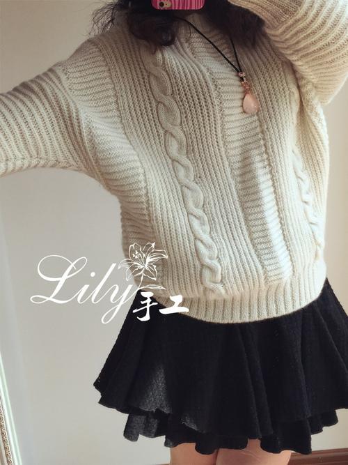 【转载】【lily手工】--怡颜--白色蝙蝠袖休闲毛衣