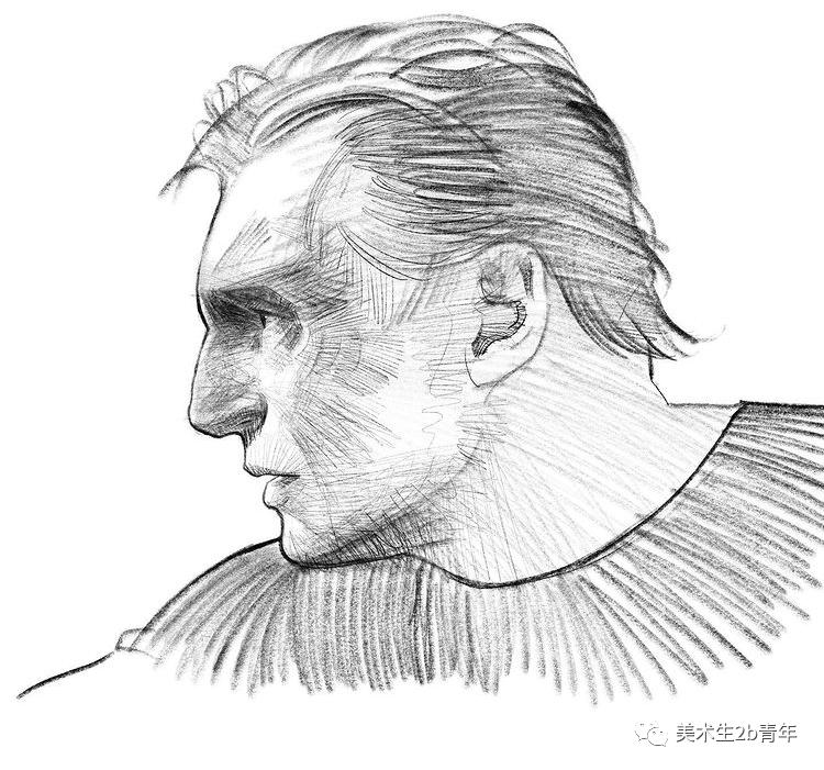 线性素描人物头像回归形体本质直击画面痛点
