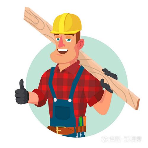 土木工程施工工人.孤立的白色卡通人物插图