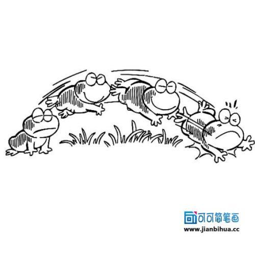 青蛙跳跃动作分解图简笔画