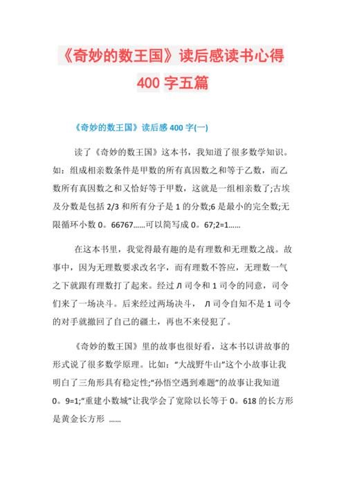 《奇妙的数王国》读后感读书心得400字五篇