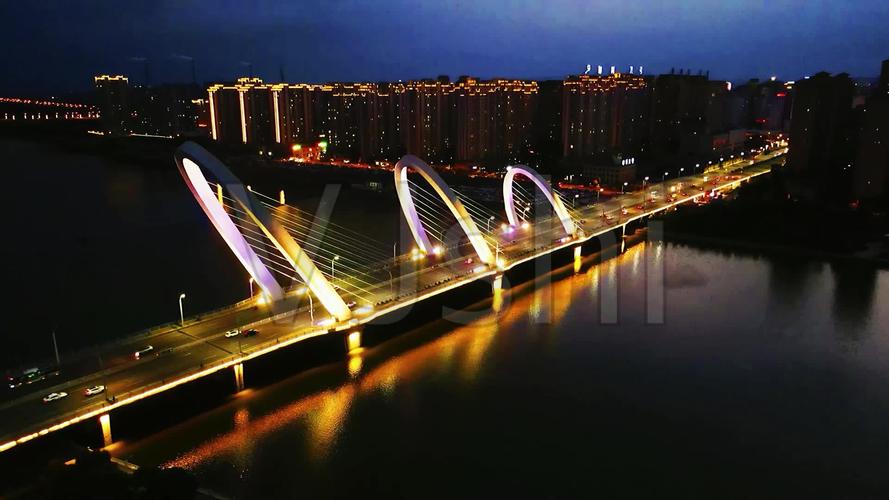 大同南环桥西开源桥夜景航拍