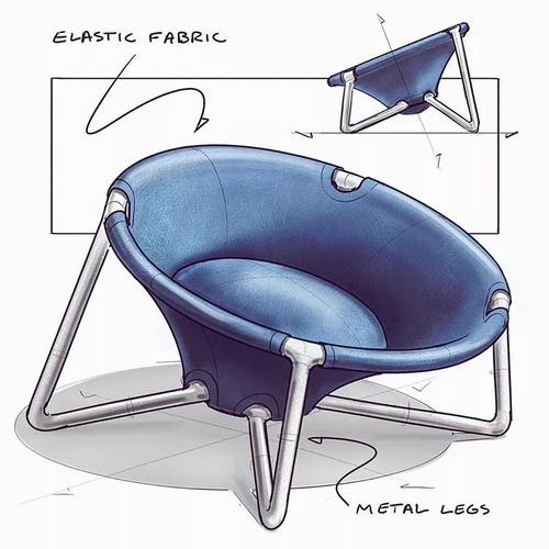 这种表现也很炫,家具手绘表现!