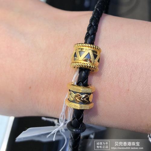 香港周大福专柜正品足金转运珠串珠手链男款