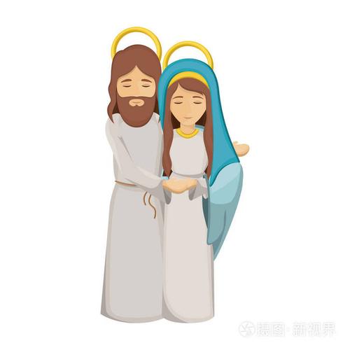 彩色图像与圣母玛利亚和耶稣拥抱