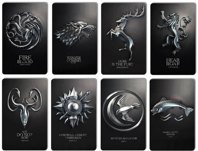冰与火之歌权力的游戏周边徽章家族标志logo复古钥匙扣挂件钥匙链
