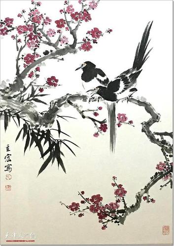 新春献瑞——邢立宏梅花喜鹊组画欣赏