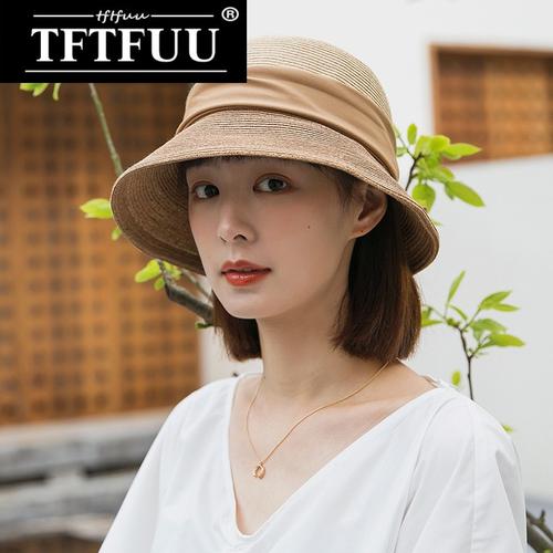 tftfuu草帽女夏季遮阳帽女士防晒帽女渔夫帽春秋薄款时尚太阳帽子可